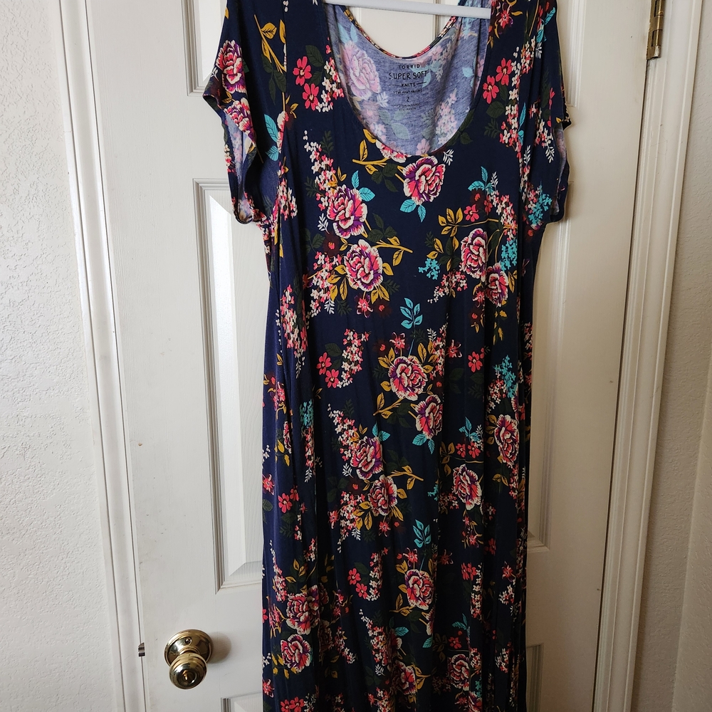 Torrid Hi-Low A-Line Dress - Super Soft Floral Navy